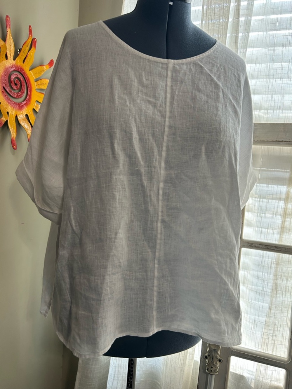 Pure Jill by J. Jill White Linen Women's Top Dolman Drop Sleeve Oversized Large